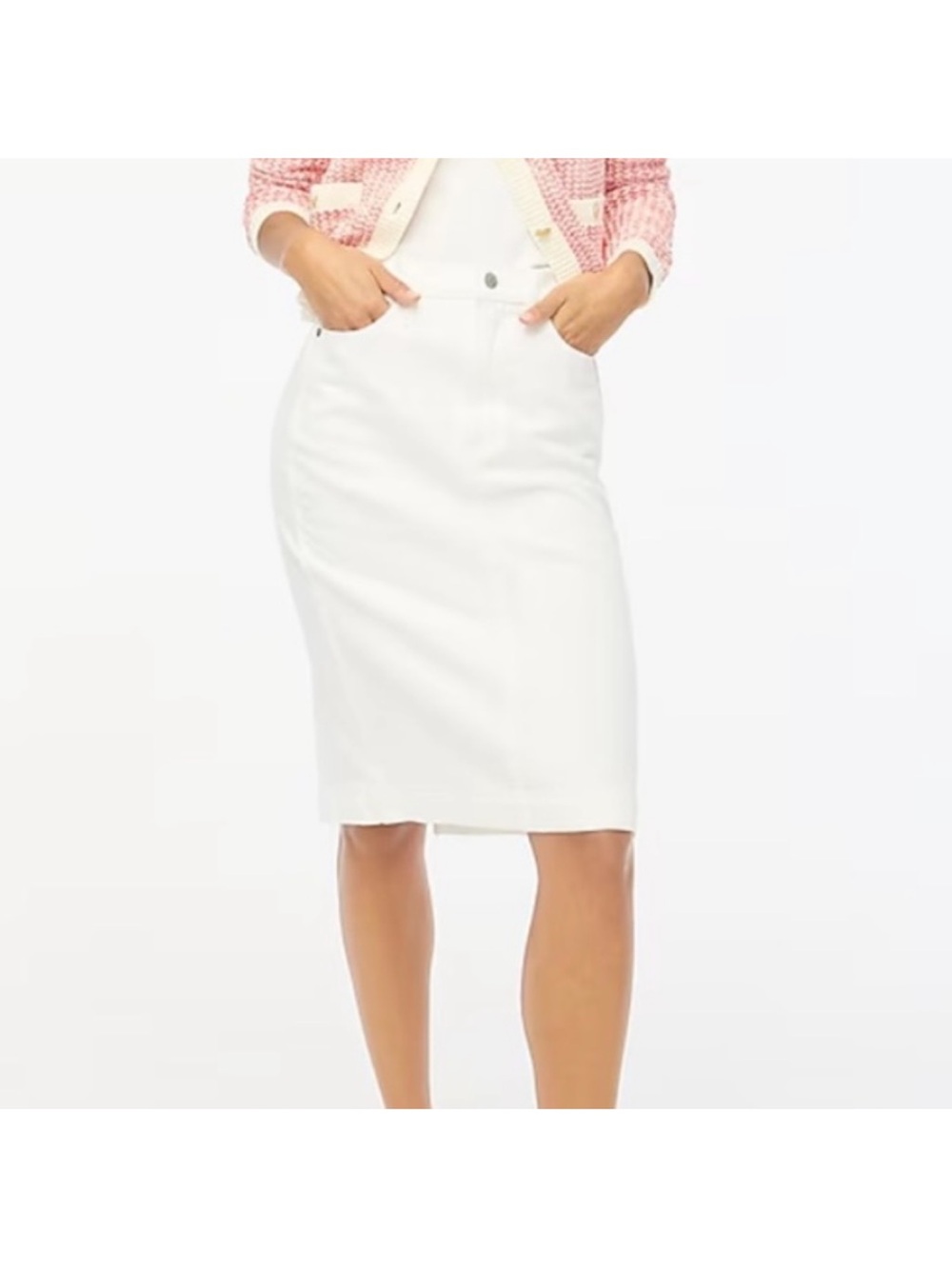 I.crew White Denim Women's Midi Skirt NWT
